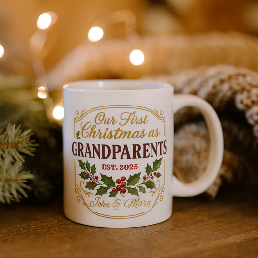 Personalized First Christmas as Grandparents 2025 Memory Mug