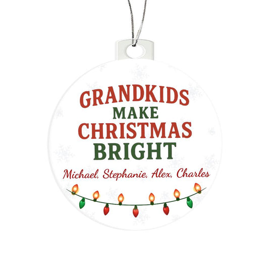 Grandkids Make Christmas Bright Personalized Ornament – Custom Holiday Gift with Names