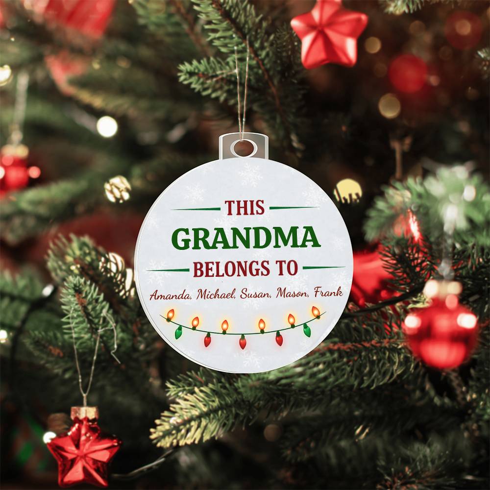 This [Grandma/Nana/Grandpa] Belongs To Personalized Ornament – Custom Christmas Gift with Grandkids’ Names