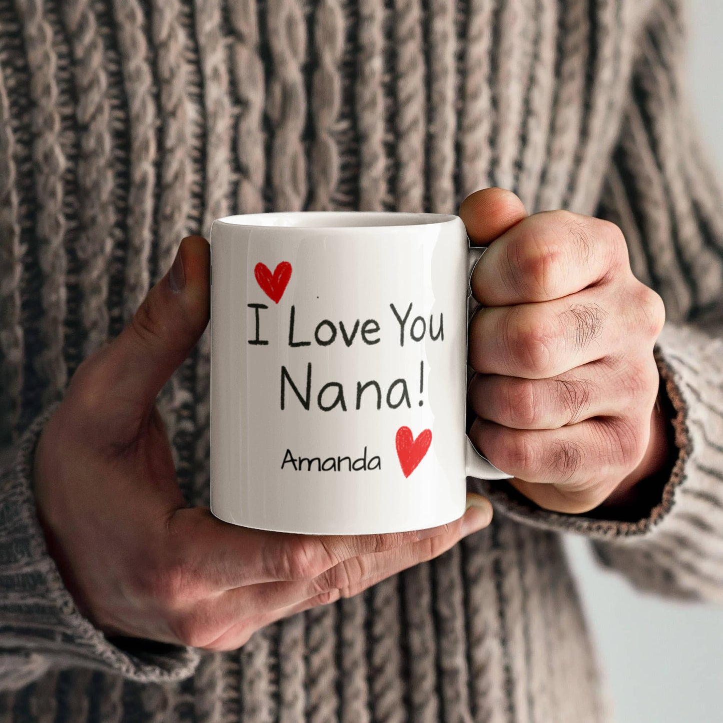 Personalized ‘I Love You Nana’ Mug – Grandkids’ Handwriting Style Gift for Grandma