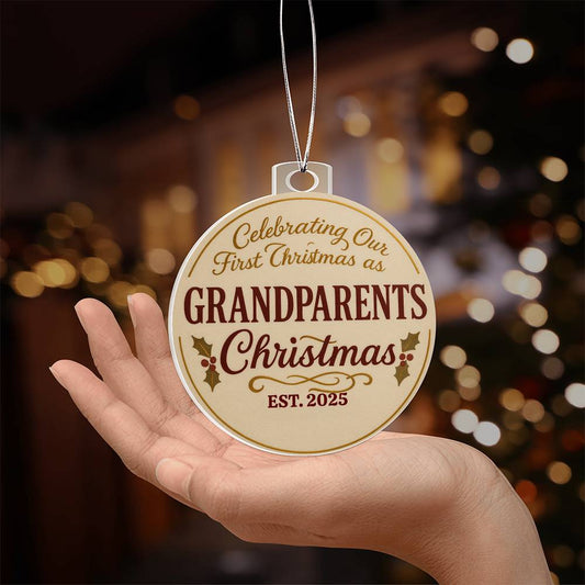 "Our First Christmas as Grandparents 2025 Keepsake Ornament - Personalized Wood Christmas Tree Decoration - New Grandparent Gift"