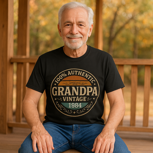 Authentic Grandpa T-Shirt – Vintage Style Personalized with Name & Year