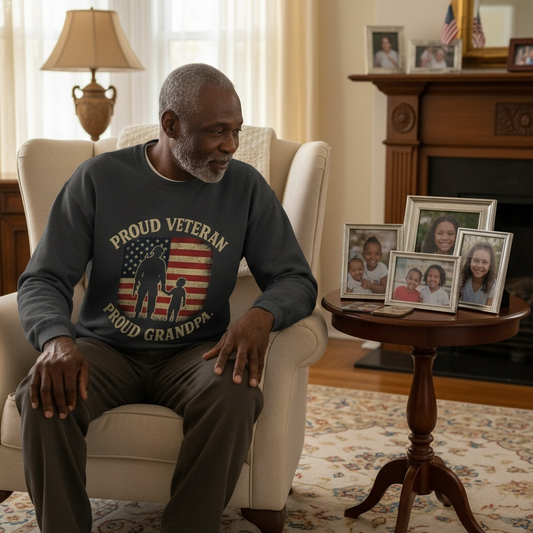 Proud Veteran, Proud Grandpa Sweatshirt – Legacy & Love Edition