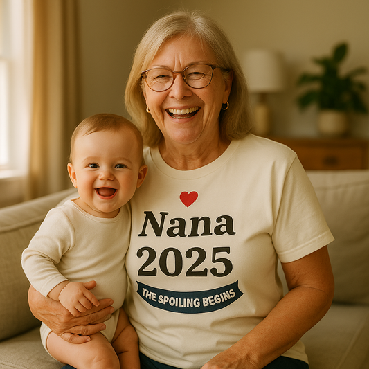 Nana 2025 – The Spoiling Begins™ Personalized T-Shirt | New Grandma Gift