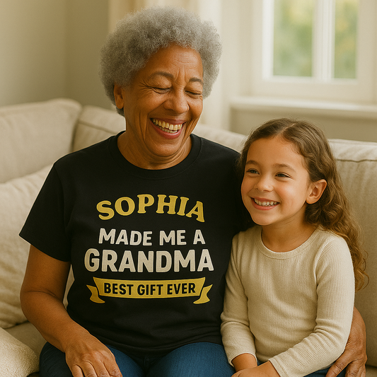 Best Grandma Ever Personalized T-Shirt – Custom Names & Hearts Design