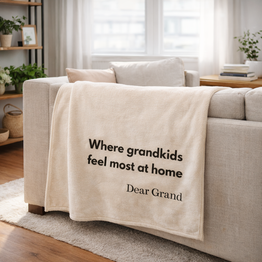 "Where Grandkids Feel Most at Home” Throw Blanket