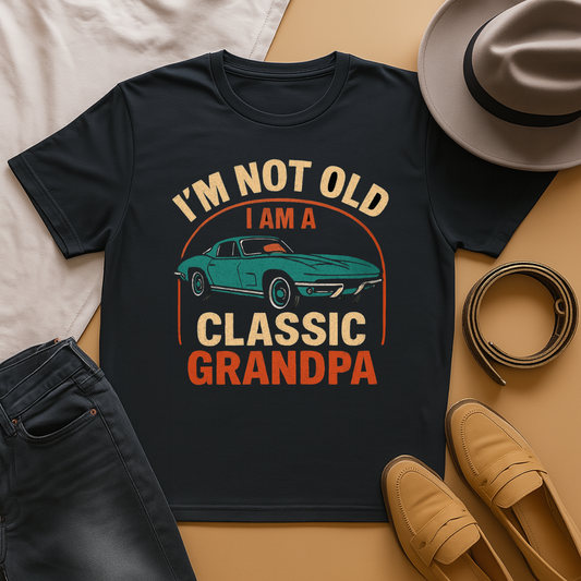 Classic Grandpa T-Shirt, Corvette Car Tee, Gift For Classic Car Enthusiast Grandpa