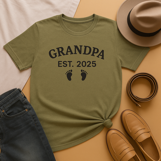 Grandpa EST. 2025 T-Shirt – Personalized New Grandpa Gift