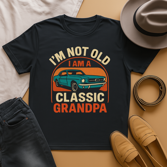 Classic Grandpa T-Shirt, Mustang Car Tee, Gift For Classic Car Enthusiast Grandpa