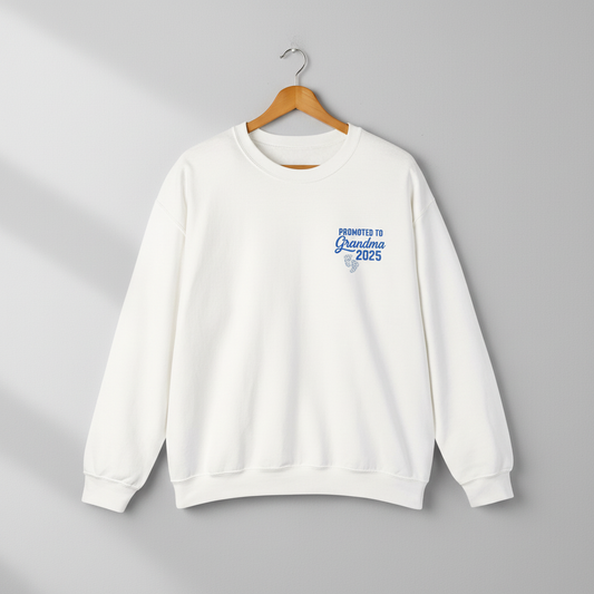 Promoted to Grandma 2025 Embroidered Design Sweatshirt – Pregnancy Reveal Gift for Future Grandmas