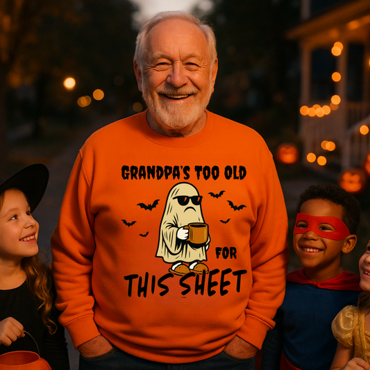 Funny Halloween Grandpa Sweatshirt, Unisex Crewneck, Ghost Design, Perfect for Fall, Halloween Costume, Family Gatherings