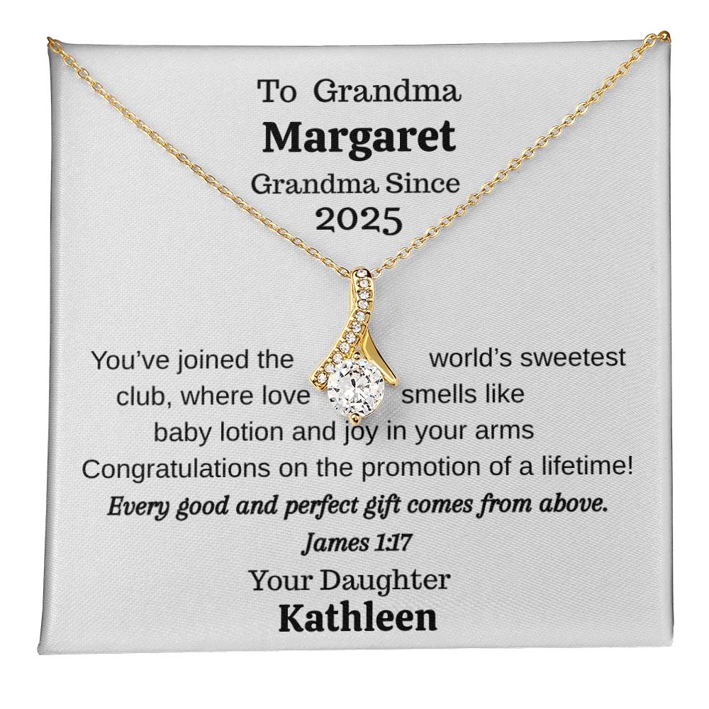 Promoted to Grandma 2025 Personalized Necklace – Custom Names & Faith Message