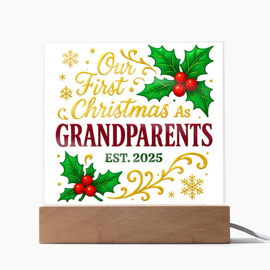 First Christmas as Grandparents 2025 - Premium LED Acrylic Display Plaque