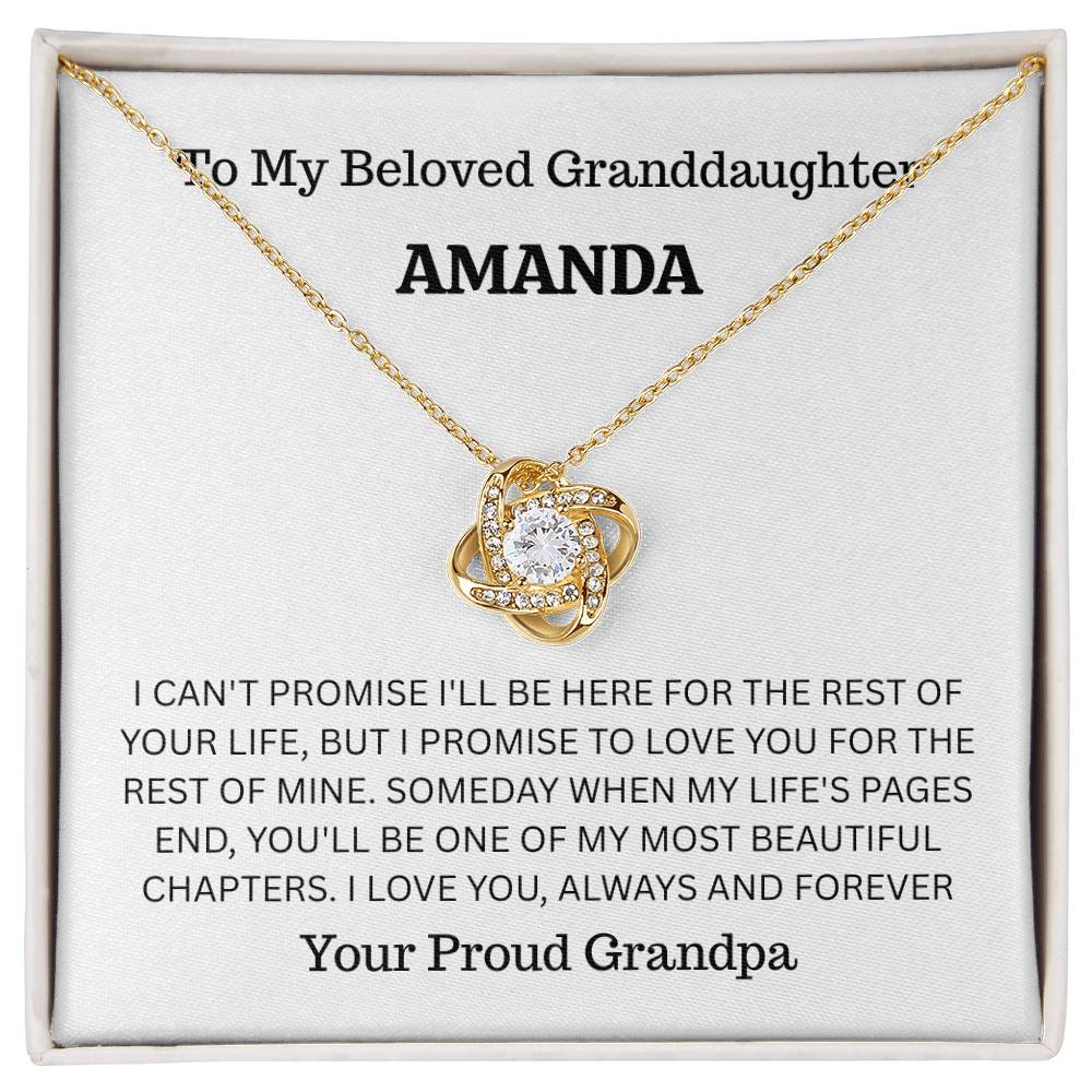 Personalized Granddaughter Love Knot Necklace – “You’ll Always Be One of My Most Beautiful Chapters” from Grandpa