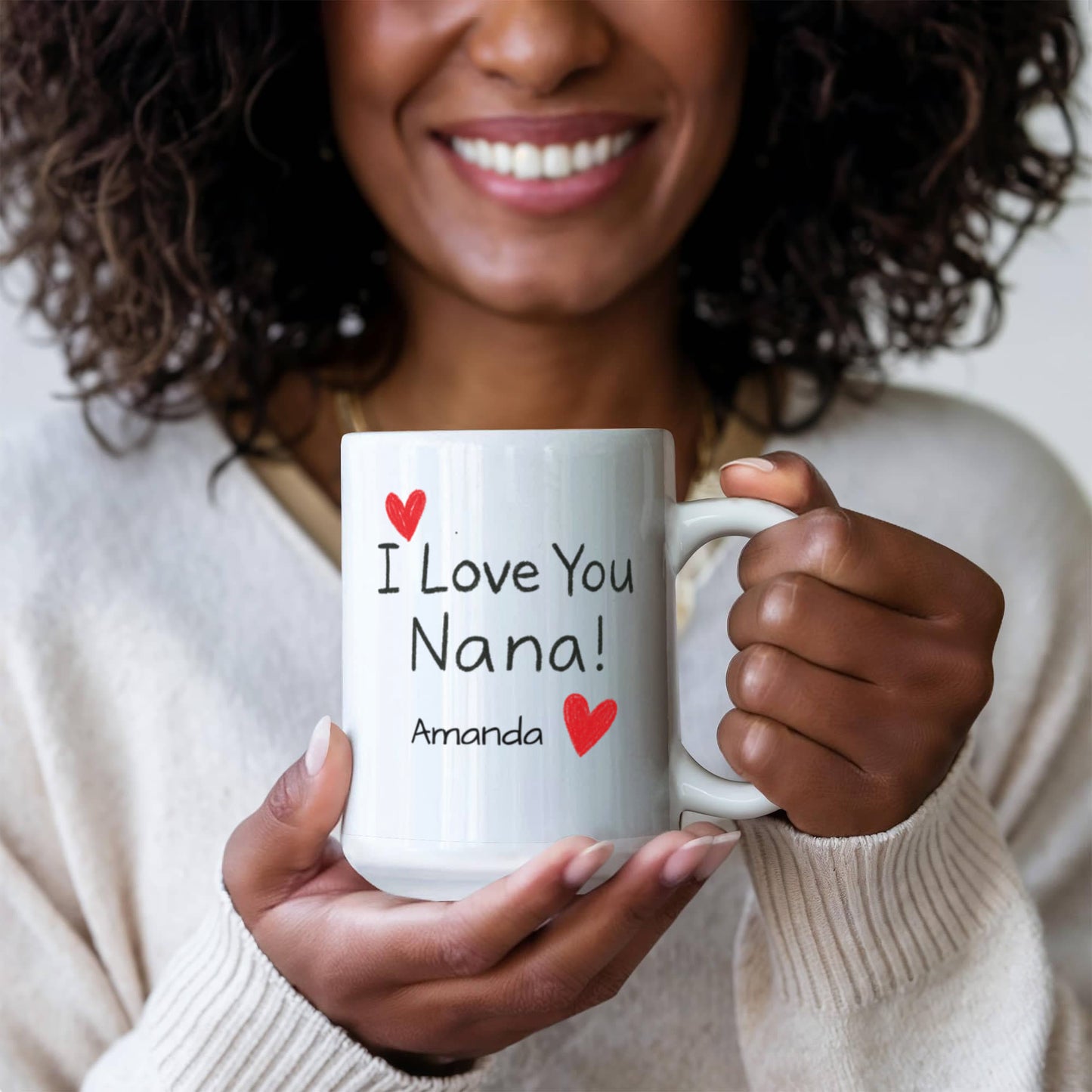 Personalized ‘I Love You Nana’ Mug – Grandkids’ Handwriting Style Gift for Grandma