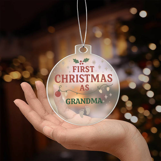Personalized Acrylic Ornament, First Christmas As Title