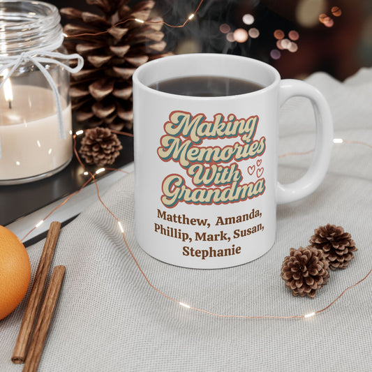 Making Memories With Grandma" Personalized Coffee Mug - Custom Grandchildren Names Gift