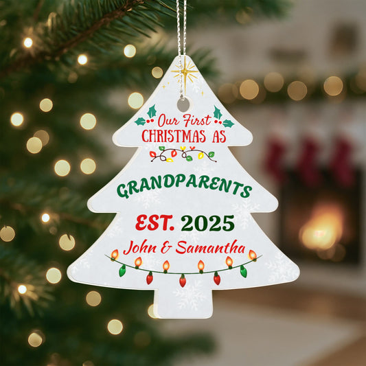 Personalized "Our First Christmas as Grandparents" Tree Ornament - Custom Names & Year