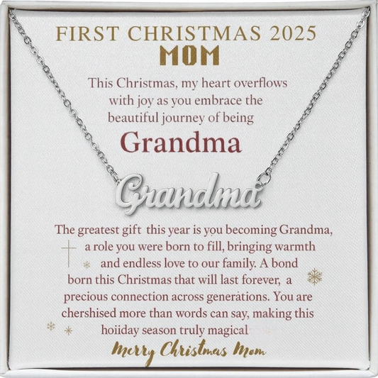 First Christmas 2025 Personalized Grandma Name Necklace - Custom Grandmother Jewelry Gift