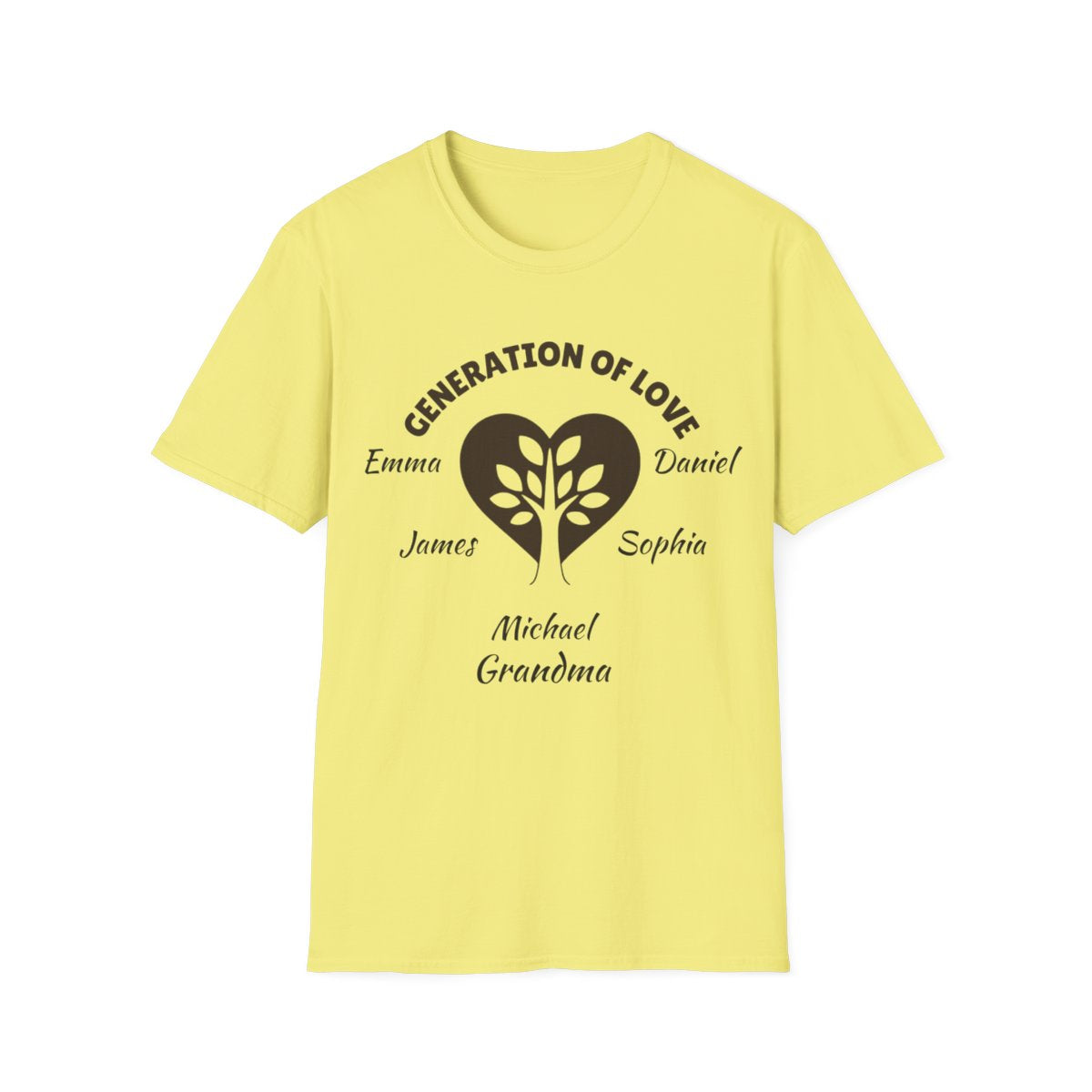 Generations of Love T-Shirt – Personalized Grandparent Tee with 1–6 Grandkids' Names