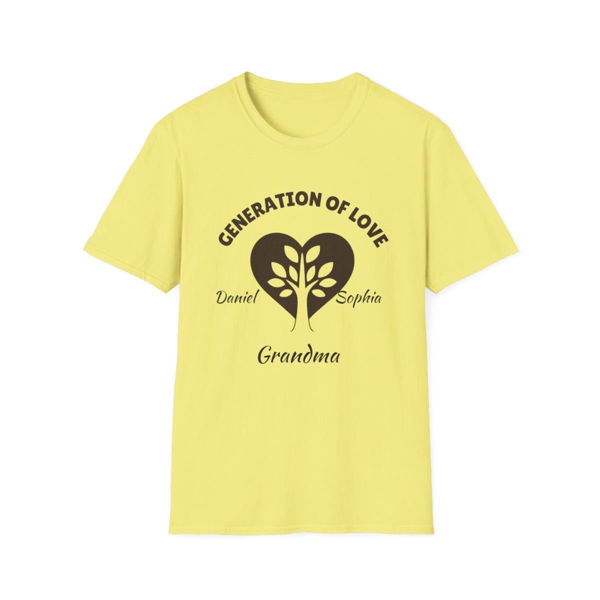 Generations of Love T-Shirt – Personalized Grandparent Tee with 1–6 Grandkids' Names