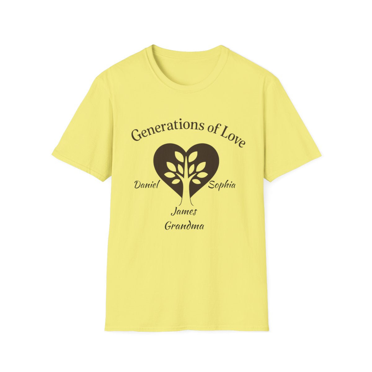 Generations of Love T-Shirt – Personalized Grandparent Tee with 1–6 Grandkids' Names