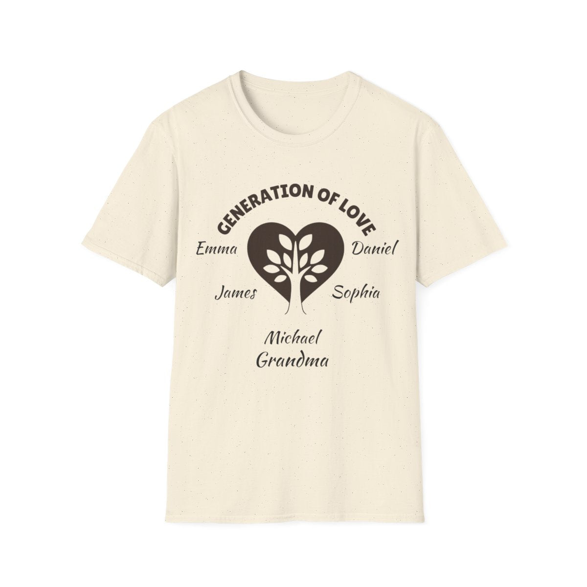 Generations of Love T-Shirt – Personalized Grandparent Tee with 1–6 Grandkids' Names