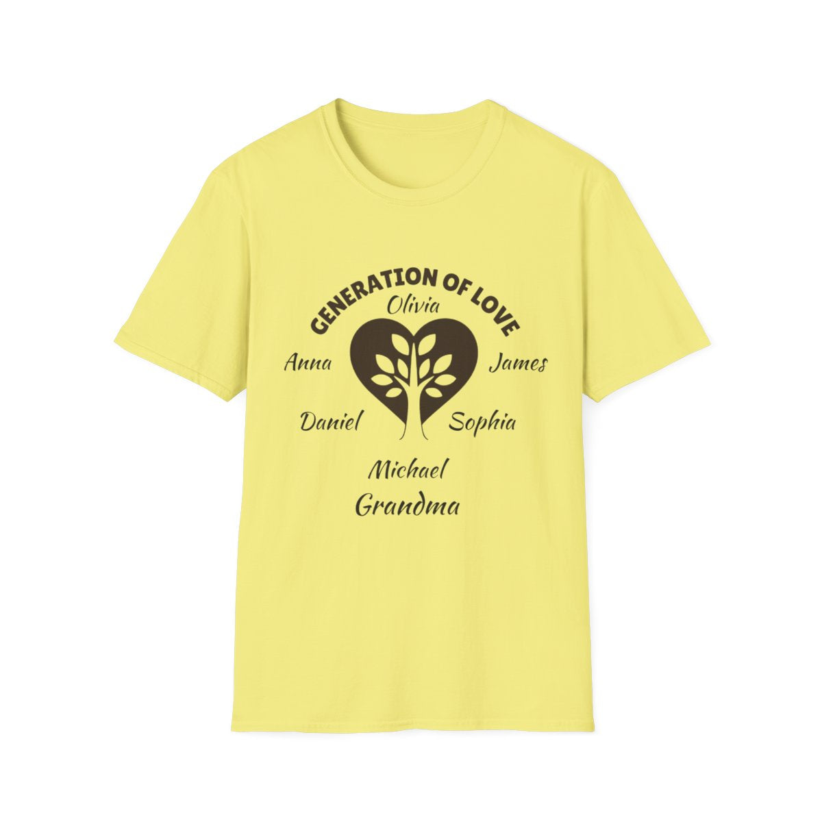 Generations of Love T-Shirt – Personalized Grandparent Tee with 1–6 Grandkids' Names