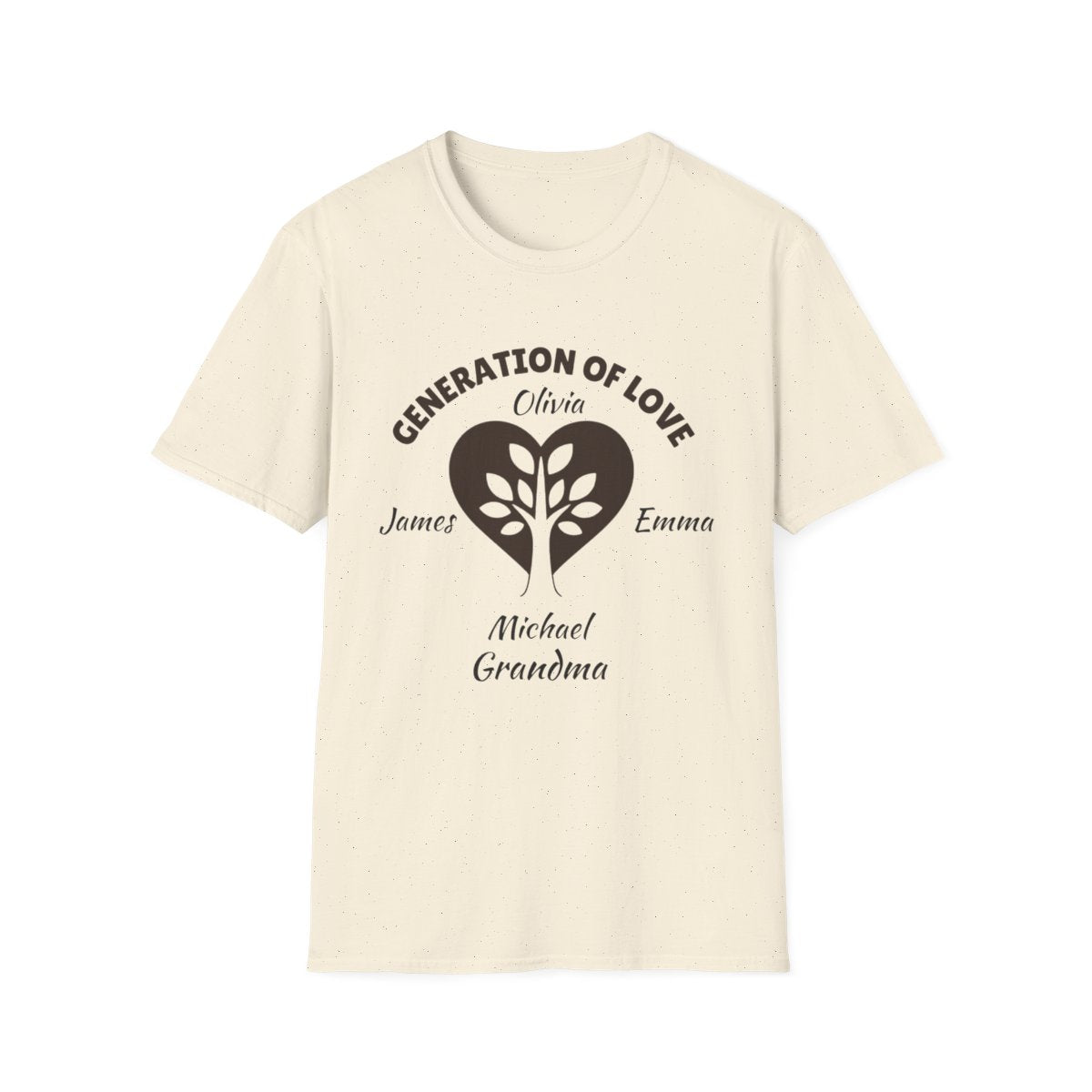 Generations of Love T-Shirt – Personalized Grandparent Tee with 1–6 Grandkids' Names