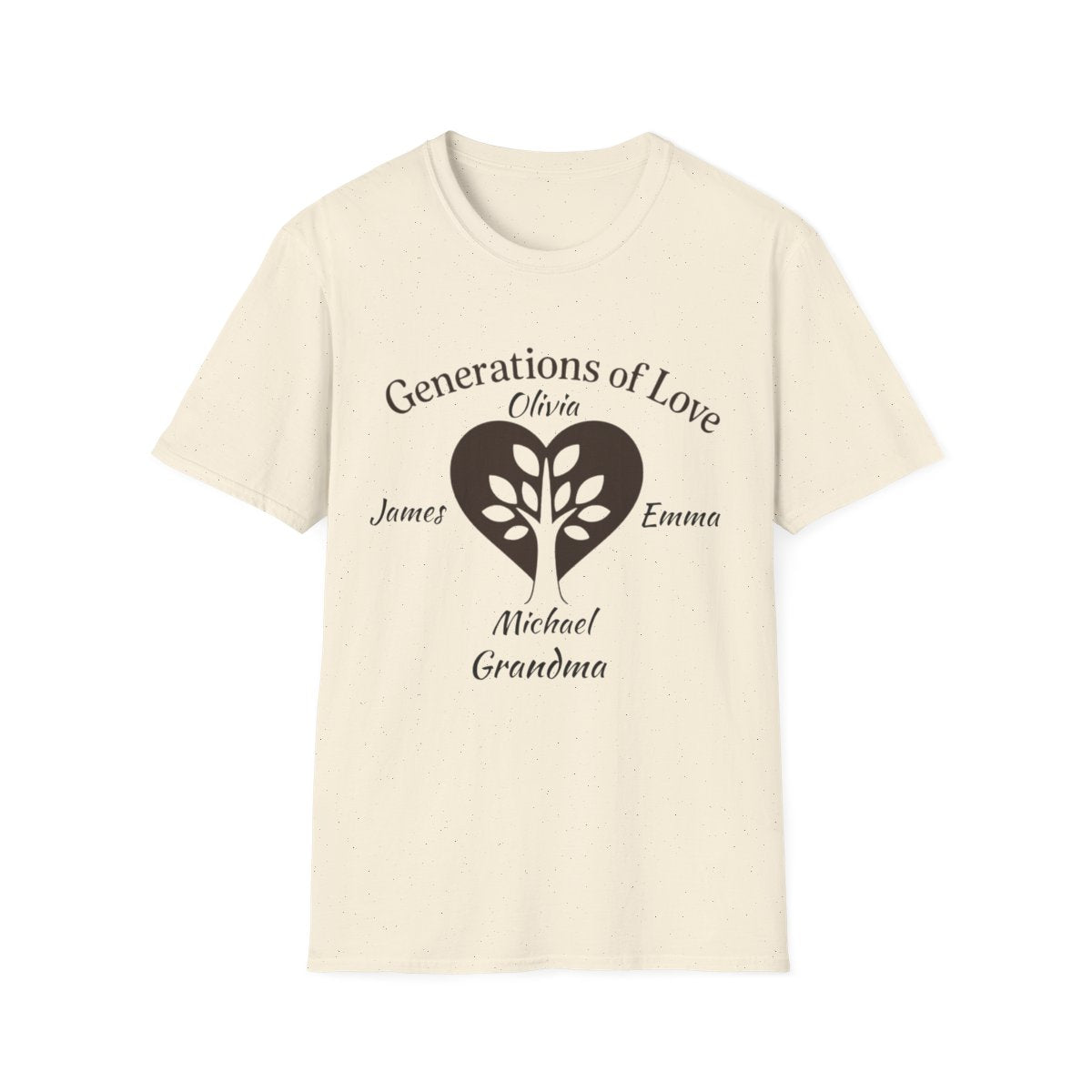 Generations of Love T-Shirt – Personalized Grandparent Tee with 1–6 Grandkids' Names