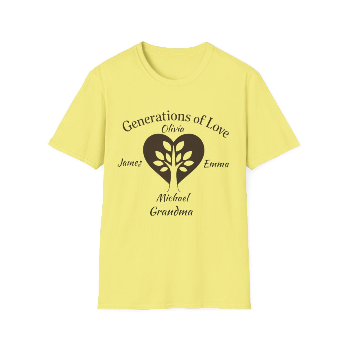 Generations of Love T-Shirt – Personalized Grandparent Tee with 1–6 Grandkids' Names