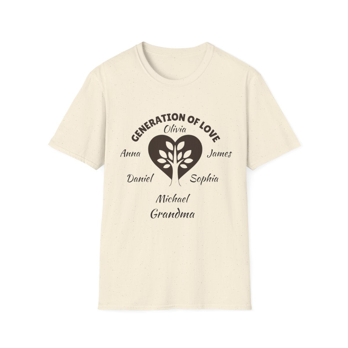 Generations of Love T-Shirt – Personalized Grandparent Tee with 1–6 Grandkids' Names