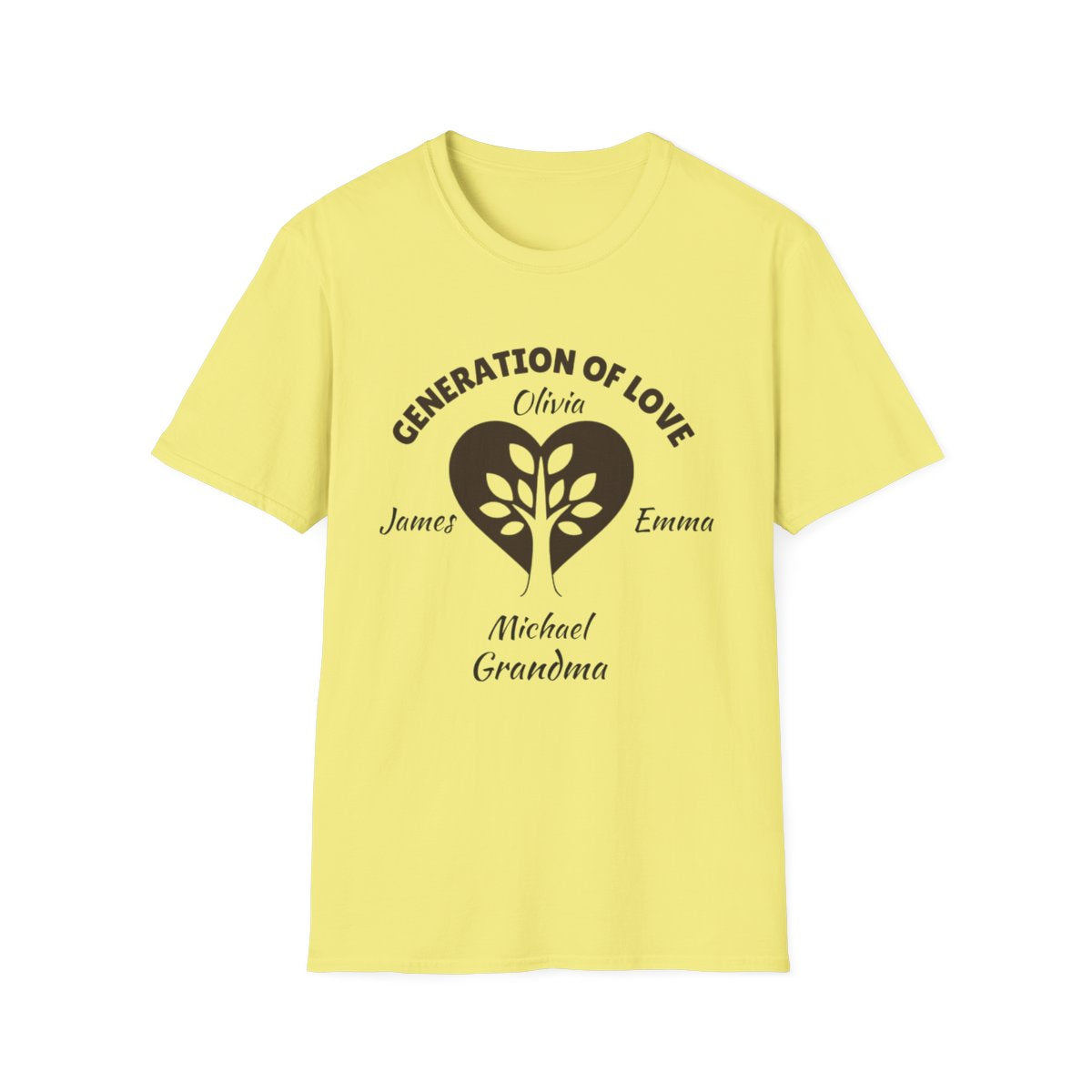 Generations of Love T-Shirt – Personalized Grandparent Tee with 1–6 Grandkids' Names